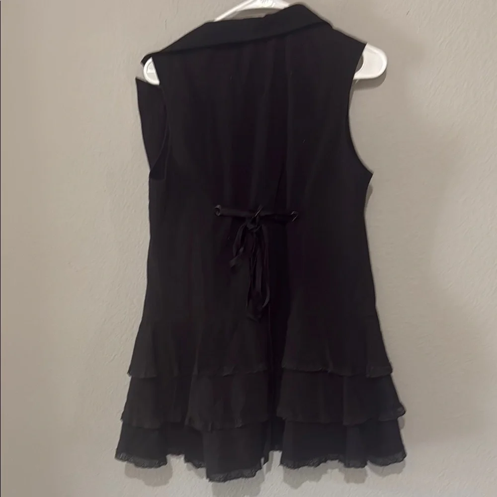 Spin doctor Black Ruffled Tiered Steampunk Blazer goth witchy Beatrice waistcoat - Picture 11 of 14